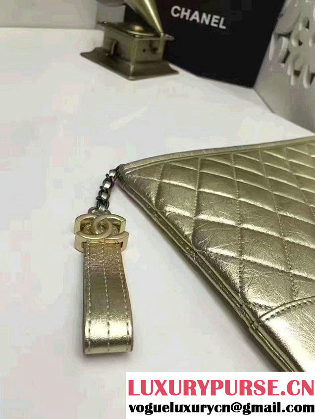 Chanel Gabrielle Pouch Clutch Small Bag A84288 Gold 2017