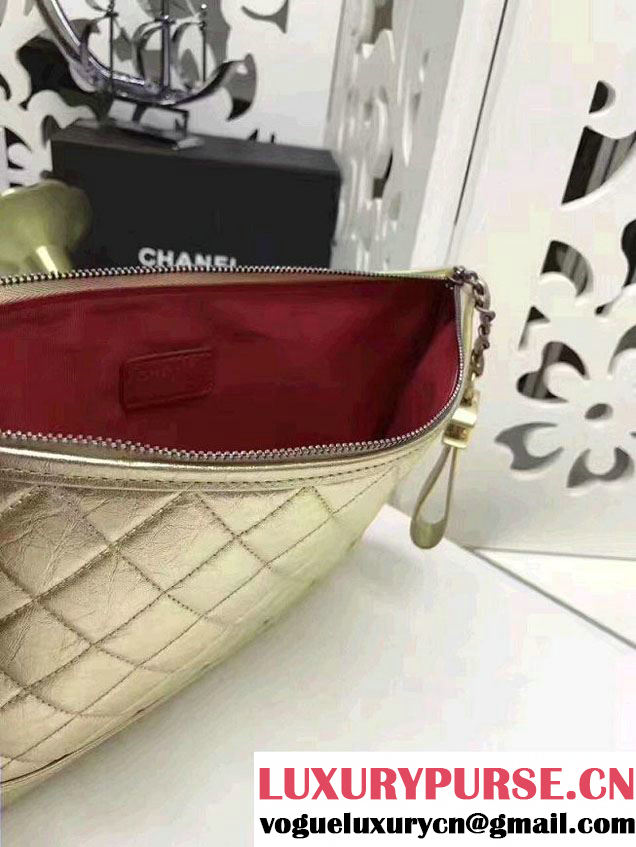 Chanel Gabrielle Pouch Clutch Small Bag A84288 Gold 2017