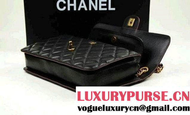 Chanel Perfect Edge Jumbo Flap Bag In Black Calfskin