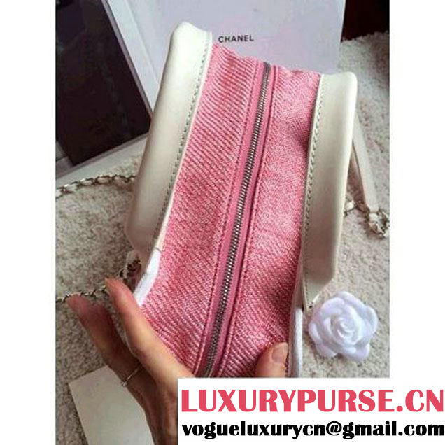 Chanel Denim Bowling Bag  in Pink 25CM (1b052-020316 )