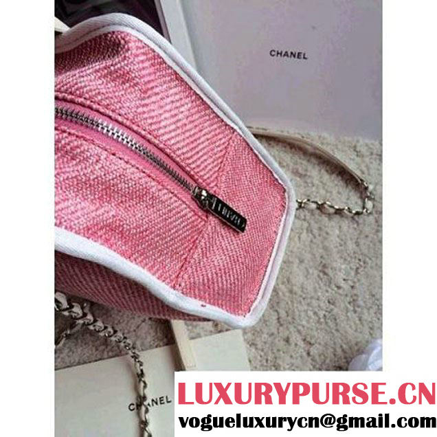 Chanel Denim Bowling Bag  in Pink 25CM (1b052-020316 )