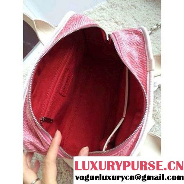 Chanel Denim Bowling Bag  in Pink 25CM (1b052-020316 )