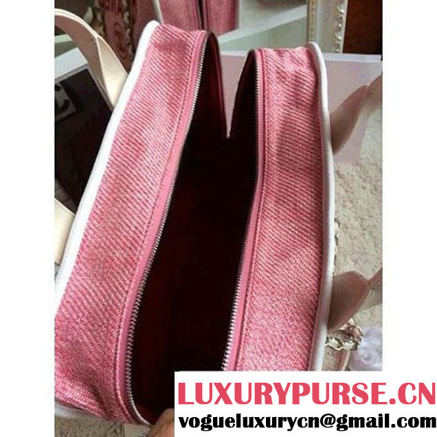 Chanel Denim Bowling Bag in Pink 35CM (1b052-020318 )