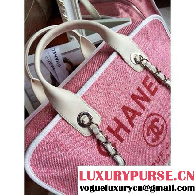 Chanel Denim Bowling Bag in Pink 35CM (1b052-020318 )