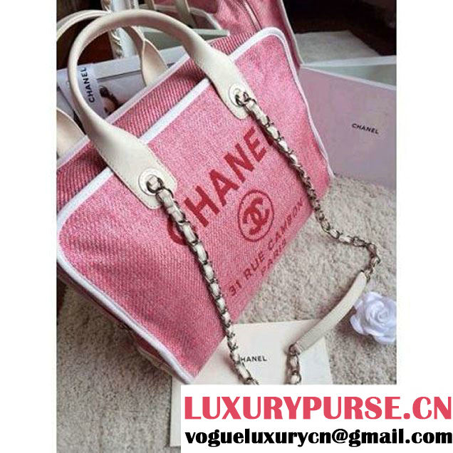 Chanel Denim Bowling Bag in Pink 35CM (1b052-020318 )