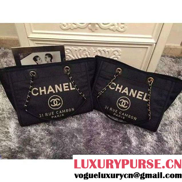 Chanel Large/Medium Deauville Canvas Tote Bag (Deep Blue) (LZ-051405 )