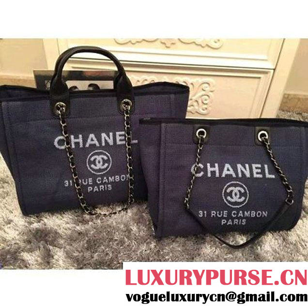 Chanel Large/Medium Deauville Canvas Tote Bag Denim (LZ-051406 )