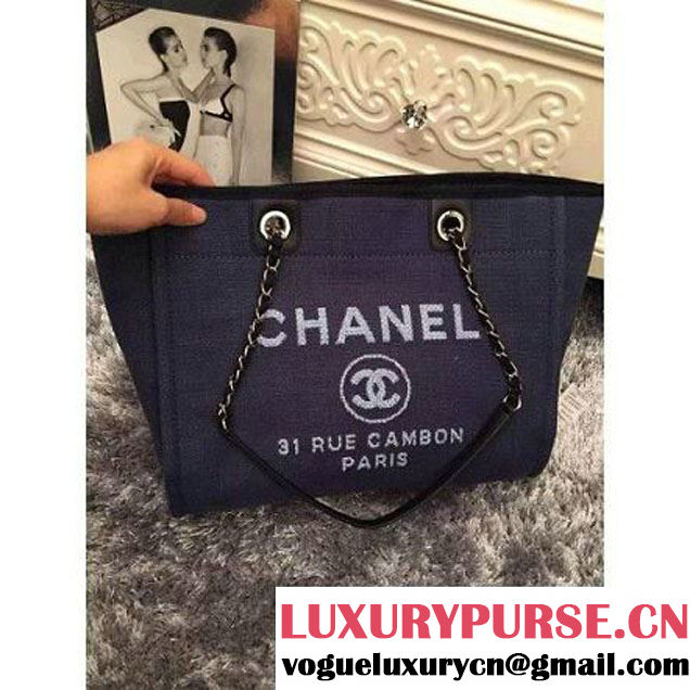 Chanel Large/Medium Deauville Canvas Tote Bag Denim  (LZ-051406 )
