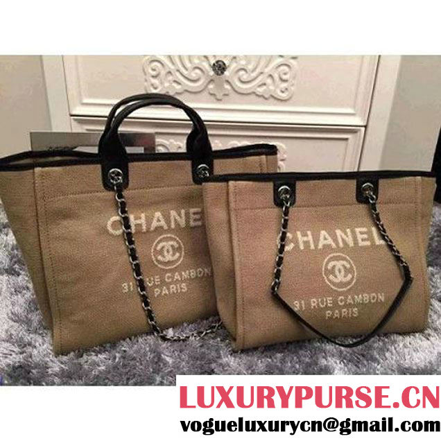 Chanel Large/Medium Deauville Canvas Tote Bag Beige (LZ-051407 )