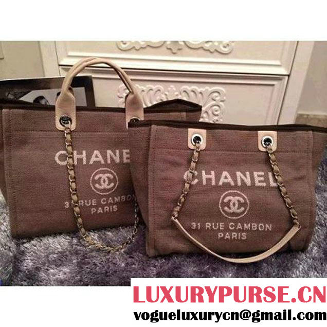 Chanel Large/Medium Deauville Canvas Tote Bag Coffee (LZ-051408 )