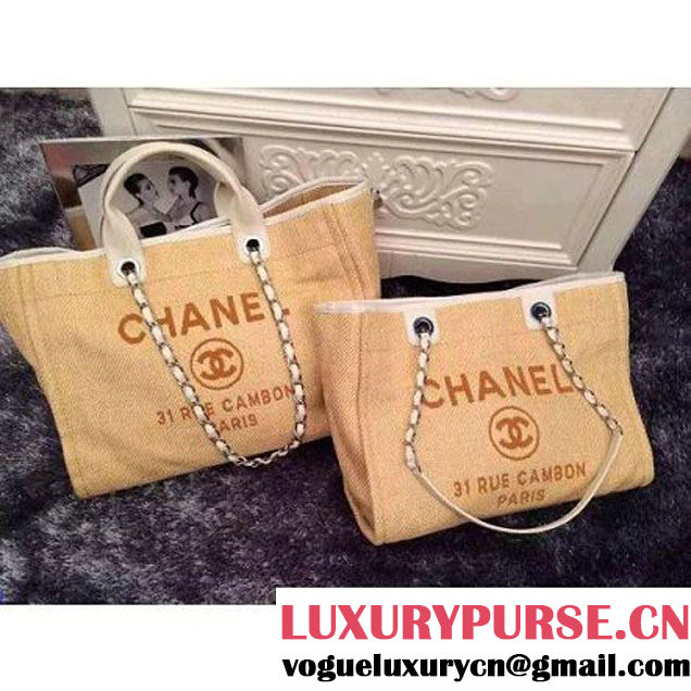 Chanel Large/Medium Deauville Canvas Tote Bag Yellow (LZ-051409 )