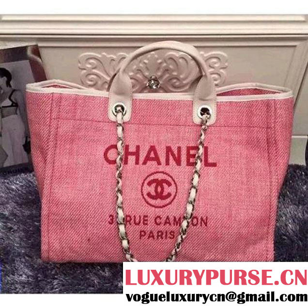 Chanel Large/Medium Deauville Canvas Tote Bag Pink (LZ-051410 )