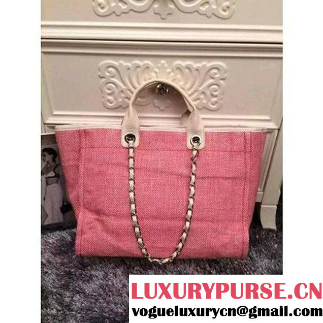 Chanel Large/Medium Deauville Canvas Tote Bag Pink (LZ-051410 )