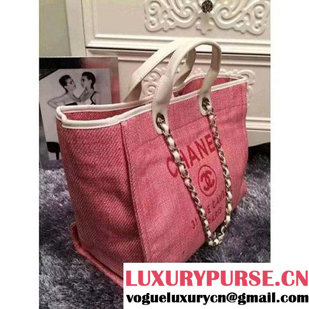 Chanel Large/Medium Deauville Canvas Tote Bag Pink (LZ-051410 )