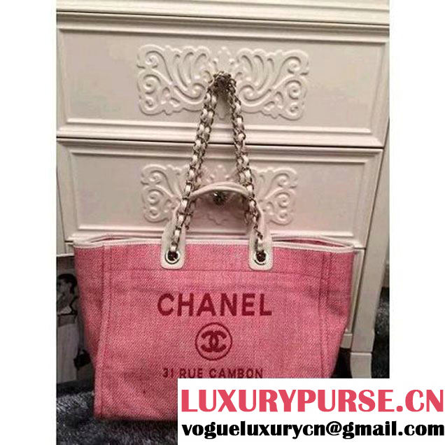 Chanel Large/Medium Deauville Canvas Tote Bag Pink (LZ-051410 )