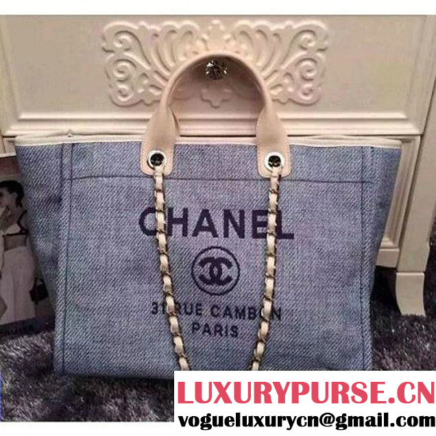 Chanel Large Deauville Canvas Tote Bag Light Blue (LZ-051411 )