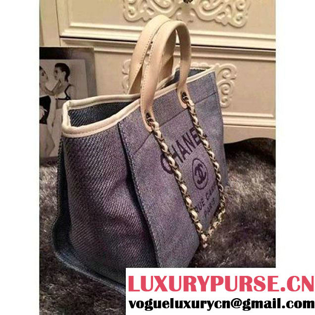 Chanel Large Deauville Canvas Tote Bag Light Blue (LZ-051411 )