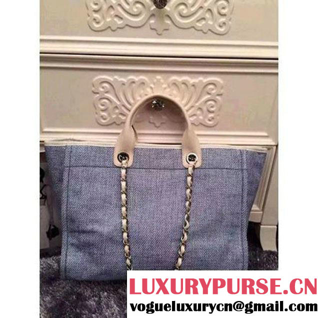Chanel Large Deauville Canvas Tote Bag Light Blue (LZ-051411 )