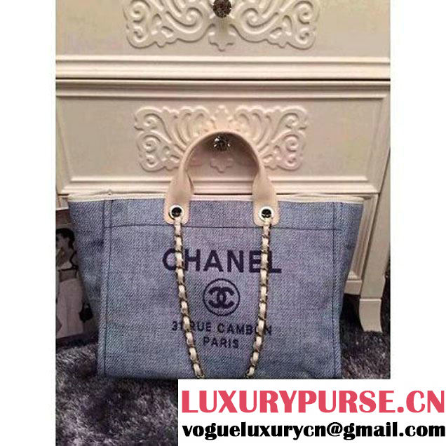 Chanel Large Deauville Canvas Tote Bag Light Blue (LZ-051411 )