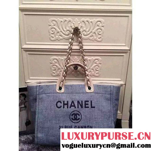 Chanel Large Deauville Canvas Tote Bag Light Blue (LZ-051411 )