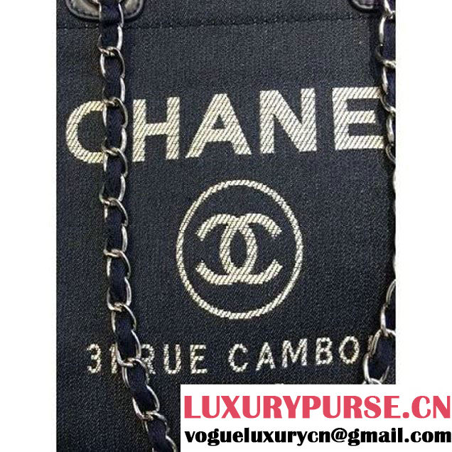 Chanel Toile Large Deauville Canvas Shopping Bag Denim 2015 (LZ-071801 )