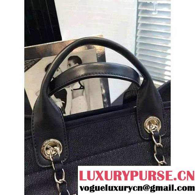 Chanel Toile Large Deauville Canvas Shopping Bag Denim 2015 (LZ-071801 )