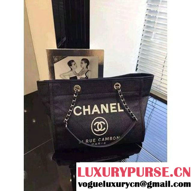 Chanel Toile Medium Deauville Canvas Shopping Bag Denim 2015 (LZ-071802 )