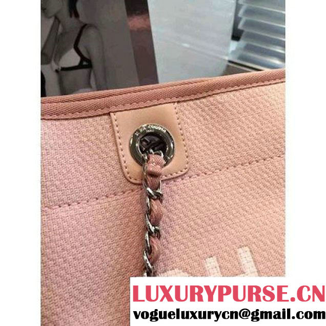 Chanel Toile Medium Deauville Canvas Shopping Bag Pink 2015 (LZ-071803 )