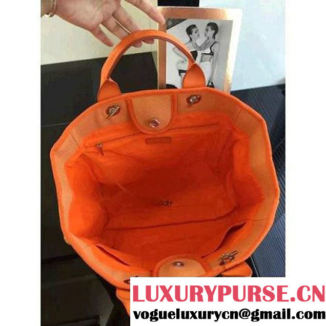 Chanel Toile Large Deauville Canvas Shopping Bag Orange 2015 (2a046-072502 )