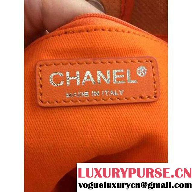 Chanel Toile Medium Deauville Canvas Shopping Bag Orange 2015 (2a046-072503 )