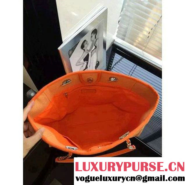 Chanel Toile Medium Deauville Canvas Shopping Bag Orange 2015 (2a046-072503 )