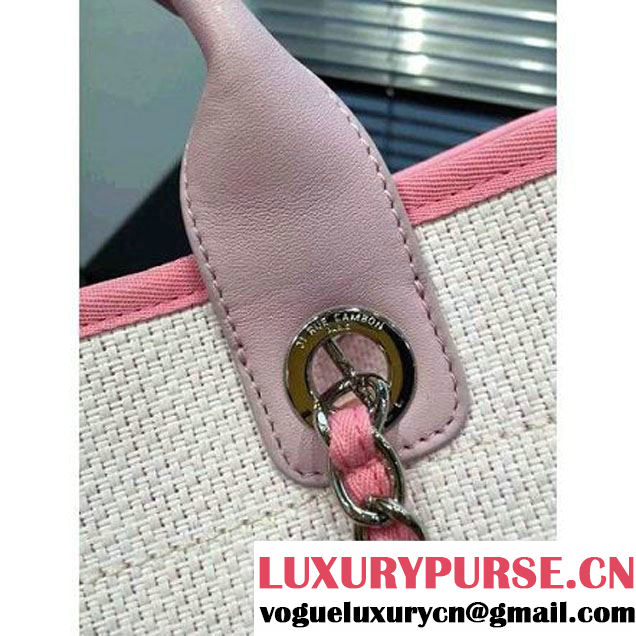 Chanel Toile Large Deauville Canvas Shopping Bag Pink 2016 (2A046-6021703 )
