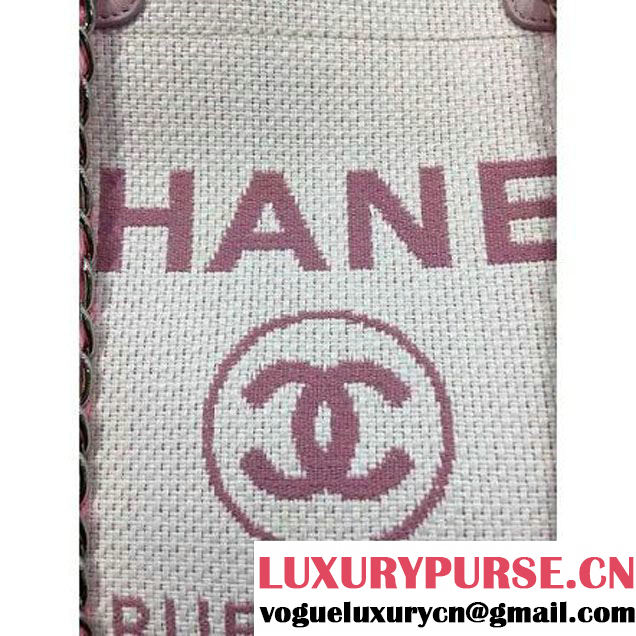Chanel Toile Large Deauville Canvas Shopping Bag Pink 2016 (2A046-6021703 )