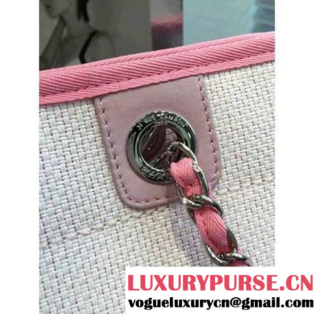 Chanel Toile Medium Deauville Canvas Shopping Bag Pink 2016 (2A046-6021704 )