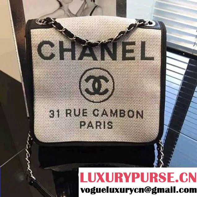 Chanel Toile Large Deauville Canvas Flap Bag 2016 (2A046-6030908 )