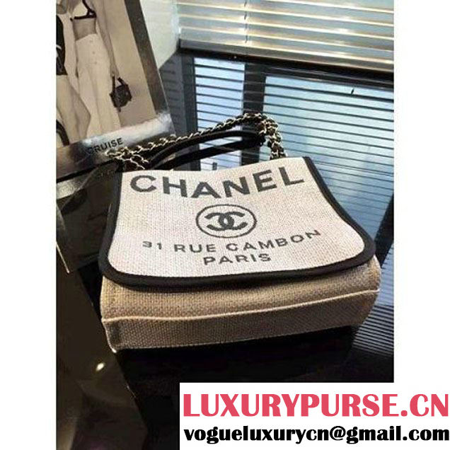 Chanel Toile Large Deauville Canvas Flap Bag 2016 (2A046-6030908 )