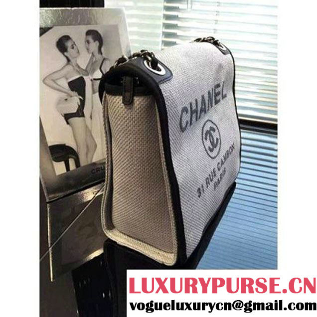 Chanel Toile Large Deauville Canvas Flap Bag 2016 (2A046-6030908 )