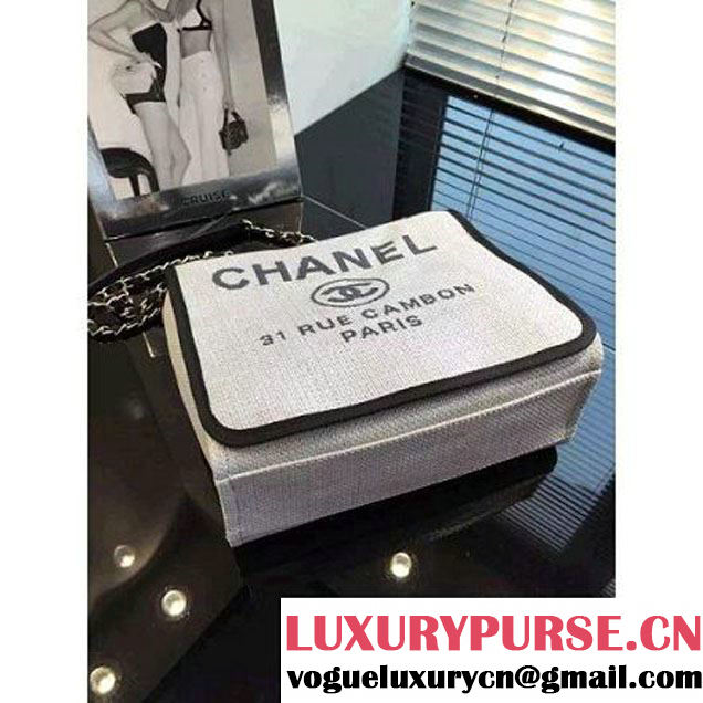 Chanel Toile Large Deauville Canvas Flap Bag 2016 (2A046-6030908 )