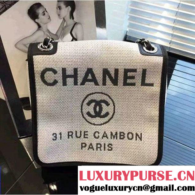 Chanel Toile Medium Deauville Canvas Flap Bag 2016 (2A046-6030909 )