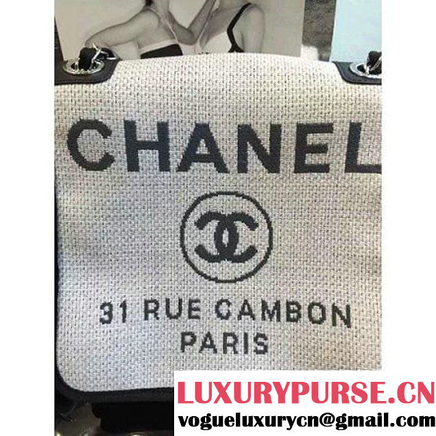 Chanel Toile Medium Deauville Canvas Flap Bag 2016 (2A046-6030909 )