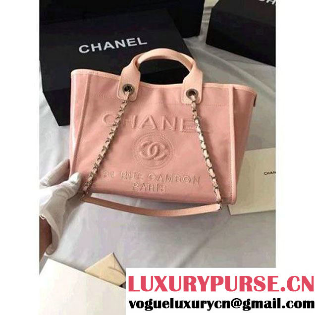 Chanel Wax Leather Deauville Tote Bag Pink (1A001-6040517 )