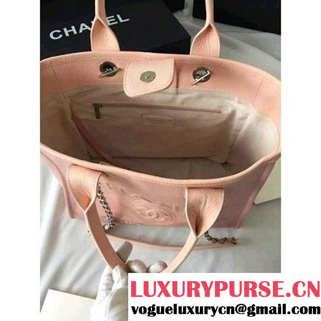 Chanel Wax Leather Deauville Tote Bag Pink (1A001-6040517 )