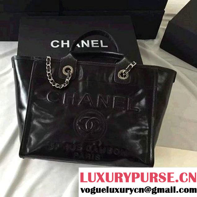 Chanel Wax Leather Deauville Tote Bag Black (1A001-6040518 )