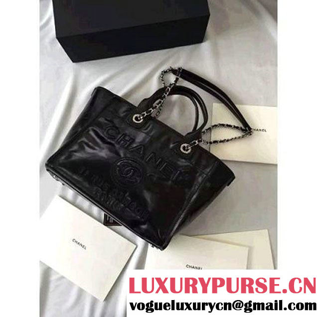 Chanel Wax Leather Deauville Tote Bag Black (1A001-6040518 )