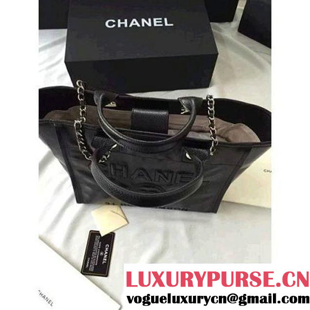Chanel Wax Leather Deauville Tote Bag Black (1A001-6040518 )