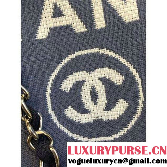 Chanel Large Deauville Canvas Tote Bag Blue/Black (2a046-6042837 )