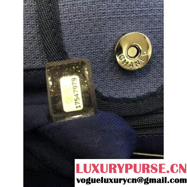 Chanel Large Deauville Canvas Tote Bag Blue/Black (2a046-6042837 )