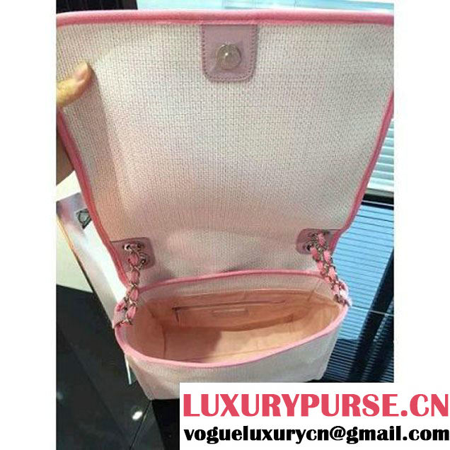 Chanel Toile Large Deauville Canvas Flap Bag Pink 2016 (2A046-6050712 )