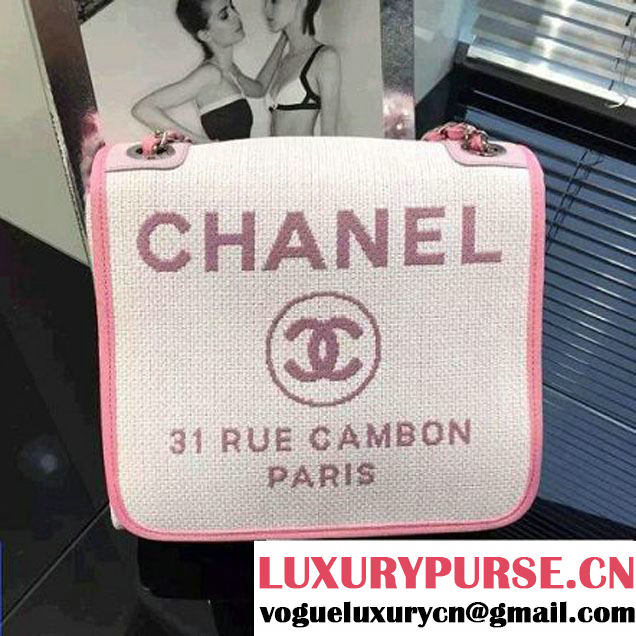 Chanel Toile Medium Deauville Canvas Flap Bag Pink 2016 (2A046-6050713 )