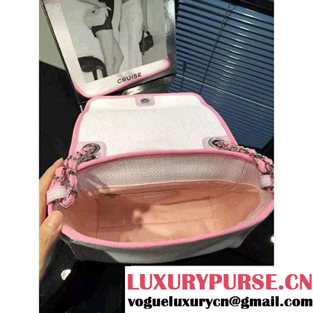 Chanel Toile Medium Deauville Canvas Flap Bag Pink 2016 (2A046-6050713 )